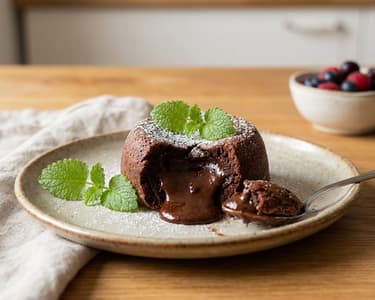 Schokoladenfondant mit Zitronenmelisse
