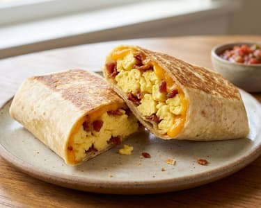 Herzhafter Tortilla Wrap mit Speck und Ei