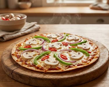 Schnelle Tortilla-Pizza mit Champignons & Paprika