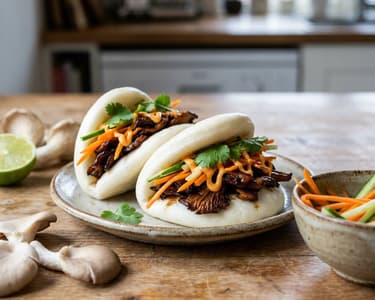 Bao Buns mit knusprigen Austernpilzen