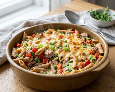 Überbackene Vollkornpasta mit Thunfisch