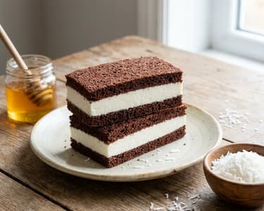 Hausgemachte Milchschnitten mit Topfenfüllung