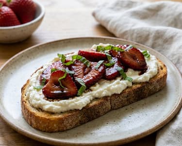 Sauerteig-Toast mit glasierten Erdbeeren