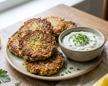 Crispy Zucchini Fritters with Herb Quark | Quick Summer Dish