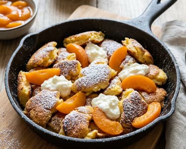 Schneller Ofen-Kaiserschmarrn mit Marillen | Fluffig