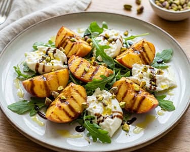 Gegrillter Pfirsich-Burrata-Salat mit Pistazien