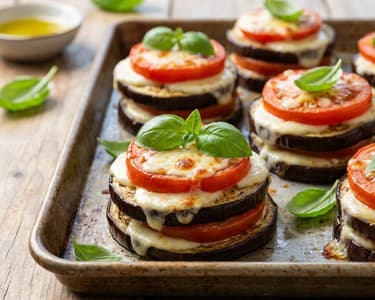 Melanzani-Mozzarella-Türmchen | Sommerlich & Knusprig
