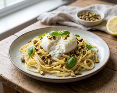 Lemon Linguine with Burrata | Refreshing & Creamy