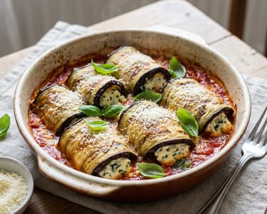 Melanzani-Involtini mit Ricotta aus dem Backrohr | Sommerlicher Klassiker