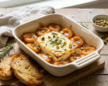 Gebackener Feta mit Marillen & Honig | Aus dem Backrohr
