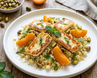 Sommerlicher Marillen-Halloumi-Couscous | Frisch & Schnell