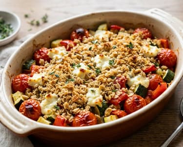 Pikantes Sommergemüse-Crumble mit Feta | Aus dem Backrohr