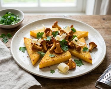Polenta-Ecken mit Eierschwammerln | Aus dem Backrohr