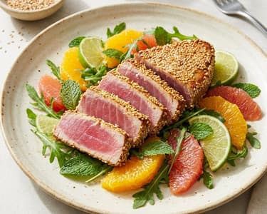 Gegrillter Thunfisch mit Zitrussalat