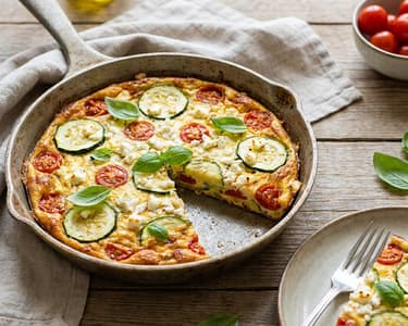 Sommerliche Zucchini-Feta-Frittata | Aus dem Backrohr