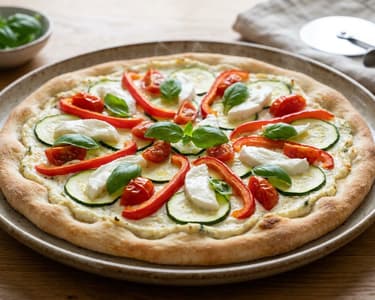 Pizza Bianca mit Ricotta & Spätsommergemüse
