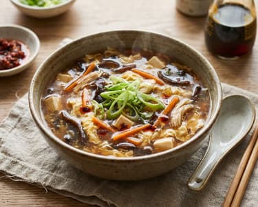 Chinesische Sauer-Scharf-Suppe | Pekingsuppe mit Hendl & Tofu