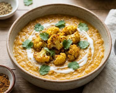 Rotes Linsen-Dal mit geröstetem Karfiol | Würzig & Cremig