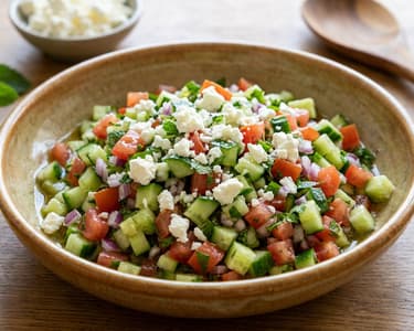 Shirazi Salad with Feta & Herbs | Crunchy & Fresh