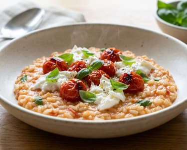 Paradeiser-Risotto mit Burrata | Sommerlich cremig