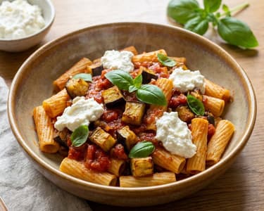 Sizilianische Pasta alla Norma | Mit Melanzani & Ricotta