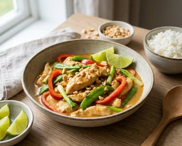 Cremiges Wok-Hendl in Erdnusssauce | In 15 Minuten fertig