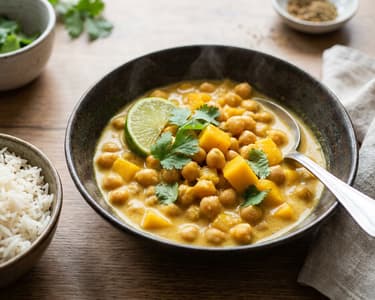 Indisches Kichererbsen-Mango-Curry | Fruchtig & Cremig