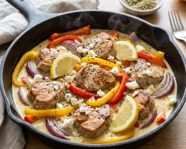 Griechisches Schweinsfilet Tiganaki | Saftige Pfanne