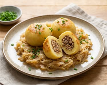 Traditionelle Hascheeknödel | Mit warmem Sauerkraut