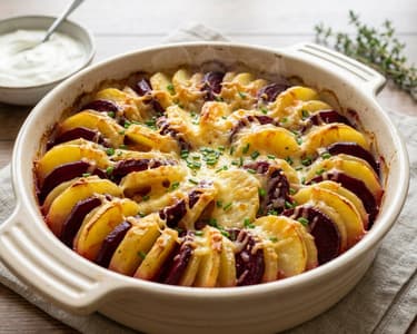 Österreich-Auflauf | Erdäpfel & Rote Rüben gebacken