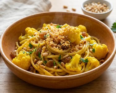 Sizilianische Karfiol-Pasta | Mit Safran & Bröseln