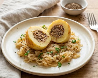Klassische Hascheeknödel mit Sauerkraut | Deftig & Saftig