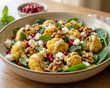 Orientalischer Karfiolsalat mit Feta | Würziger Ofengenuss