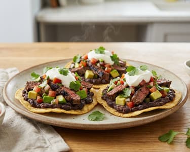 Beef Tostadas with Black Beans | Crispy & Flavorful