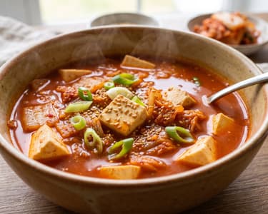 Kimchi-Jjigae mit Tofu | Würziger koreanischer Eintopf