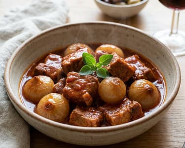 Griechisches Schweine-Stifado | Zart geschmort