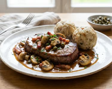Wiener Girardirostbraten | Klassiker mit Pilzen & Kapern
