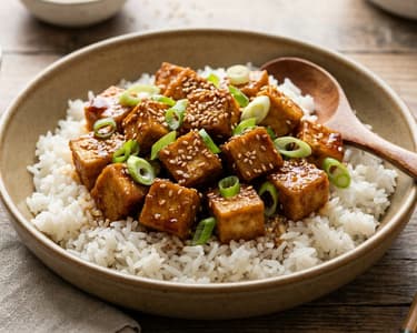 Mongolischer Wok-Tofu mit Jungzwiebeln | Knusprig in 15 Min