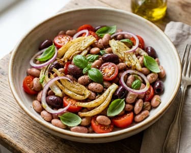 Mediterraner Borlottibohnen-Salat | Mit gebratenem Fenchel