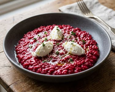 Rote-Rüben-Risotto mit Ziegenkäse | Cremig & Aromatisch