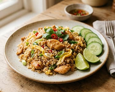 Khao Pad Gai | Thailändischer Bratreis mit Hendl aus dem Wok