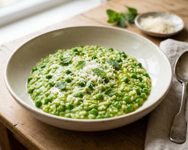 Cremiges Erbsen-Risotto mit Minze & Parmesan