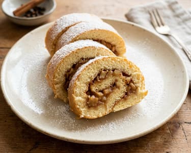 Altwiener Apfel-Biskuitroulade | Saftig & Flaumig