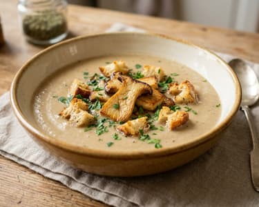 Französische Schalottensuppe mit Kräuterseitlingen