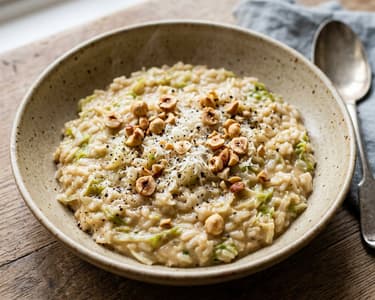 Wirsing-Risotto mit Haselnüssen | Cremig & nussig