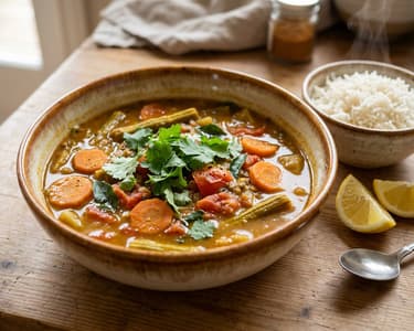 Südindisches Sambar Dal mit Karotten