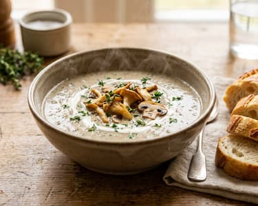 Normannische Pilzsuppe mit Cidre & Schalotten | Cremig & Waldfrisch