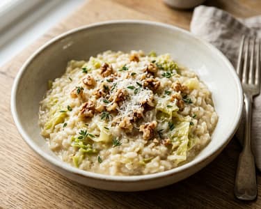 Wirsing-Risotto mit Walnüssen | Cremig & Herbstlich