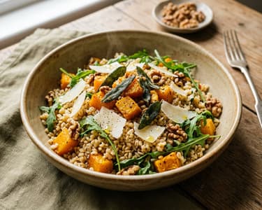 Italienischer Bulgursalat | Mit Backrohr-Kürbis & Pecorino