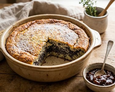 Waldviertler Erdäpfel-Mohn-Auflauf | Flaumig gebacken mit Powidl